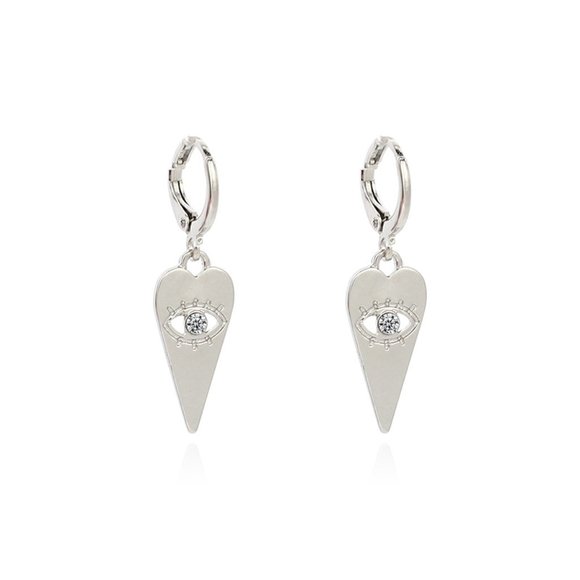 Eyes Heart Huggies Hoop Earrings small - Picture 5 of 8